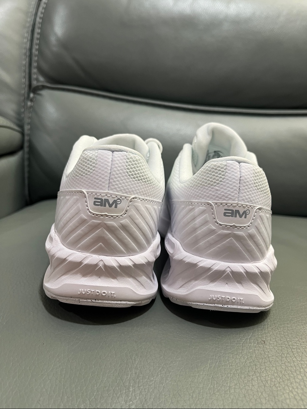 Nike Air Max woman’s White Sneakers with Black Swoosh Accent - Picture 3 of 5